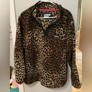 Lands’ End Animal Print Fleece, size 1XL